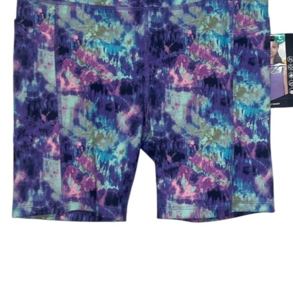 Avia Tie Dye Bike Shorts Girls Large Multicolor Purple New - Picture 4 of 10